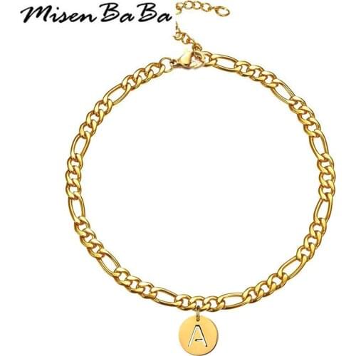 Stainless Steel Figaro Leg Chain Customize Initial Letter Anklet For Women Summer Womens Anklet Bracelet Beach Foot Jewelry