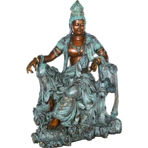Buddism Godness Guanyin Avalokitesvara Statue Buddha Sculpture Art Hot Casting Brass Classy Decoration Collectible Figurine