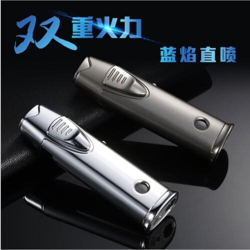 JOBON creative butane gas cigarette lighter two jet torch flames windproof lock metal cigar smoking igniter luxury men gift box