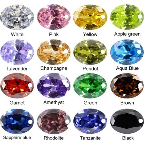 One Hole Cubic Zirconia Stone Multicolor Oval Shape Brilliant Cut Loose CZ Stones Synthetic Gems Beads For Jewelry AAAAA