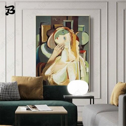 Canvas Painting Famous Bright Colorful Woman Wall Art Picasso Girl Oil Painting Modern Abstract Posters Prints Mural Wall Decor