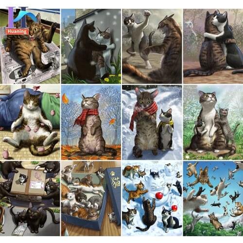 Oil Painting By Numbers Kits For Adults Kids Cat DIY Picture By Number Animal Canvas Drawing home Decortion Unique Gift