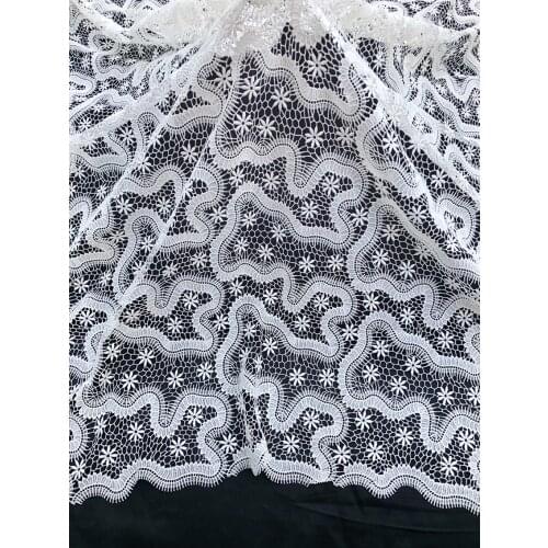 African Lace Fabric 2021 High Quality Lace Water Soluble Embroidered Fashion White Soft Lace Fabric 5 Yards