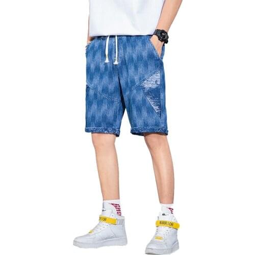 Summer Mens Jeans Short Fashion Casual Slim Fit Elastic Denim Shorts Harem Pants