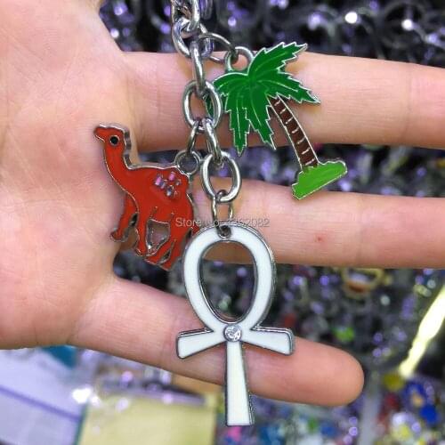 Fashion Men Womens Zinc Alloy Camel Ankh Pendants Charms Key Chains Car Keyrings Gift MO207