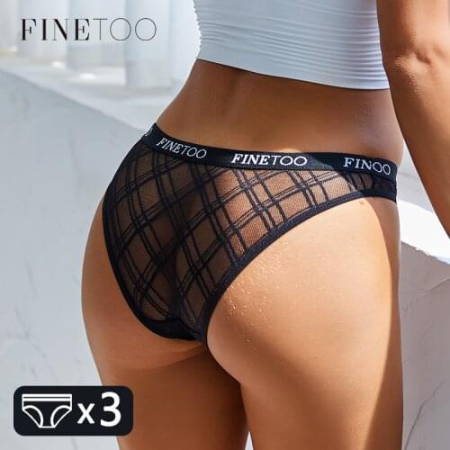 FINETOO M-2XL Fashion Letter Panties Sexy Lace Underwear Ladies Low-rise Briefs Underpants Girls Geometric Panty Female Lingerie