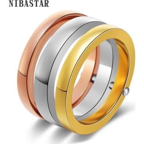 Fashion 3pcs/Set Mixed Ring Set for Women Gold /Rose Gold Color 316L Stainless Steel Rings Trendy Party Jewelry
