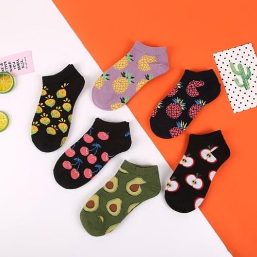 Summer new fruit female socks cotton fashion candy color female boat socks comfortable sweat-absorbing invisible socks female