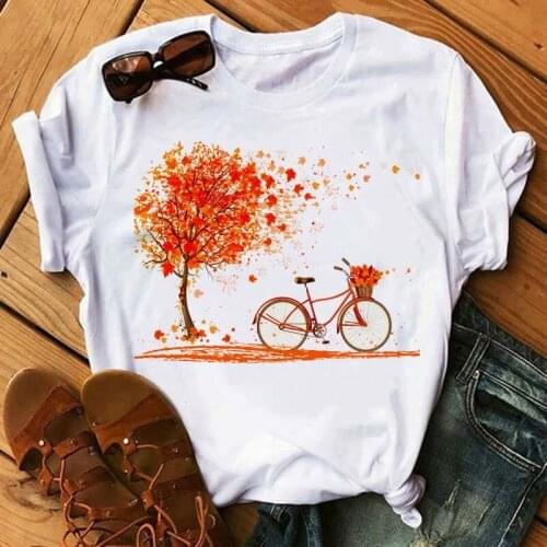 New Women T Shirts Fashion Heart Flower Print Women Tshirt Casual Funny Kawaii Graphic Printed T Shirt Gift for Girls