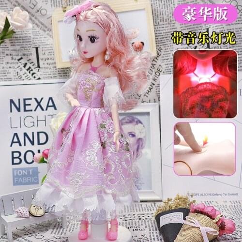 New Action Figure 35cm Childrens Toy Doll Fashion Princess Gift Decoration Play House Simulation Multi-Joint With Light Music