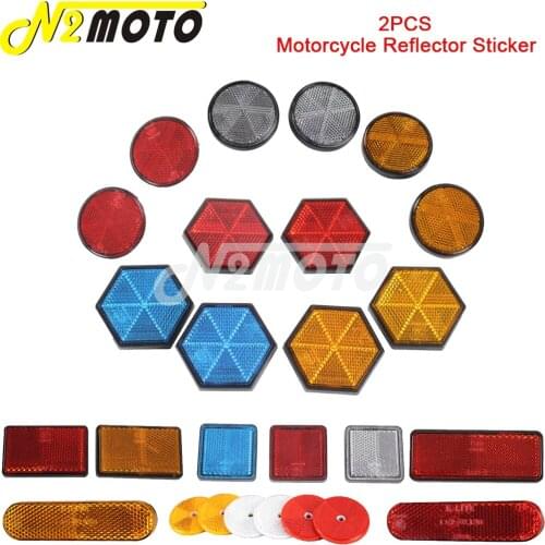 1pair Front/Rear Rectangle Round Motorcycle Door Sticker Decal Warning Tape Reflective Strips Safety Reflector Warning Light