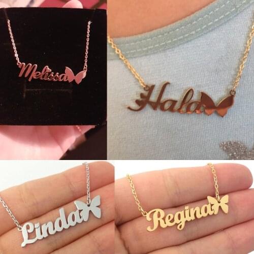 Custom Necklaces Letters Name Necklaces With Butterfly Personality Letter Choker Necklaces with Name for Women Girls Mother