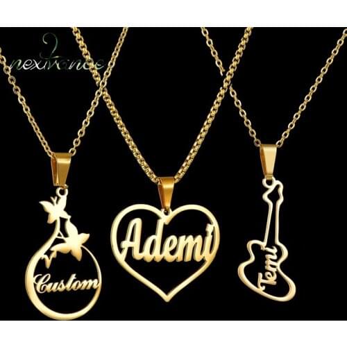 Nextvance Custom Stainless Steel Necklaces Name Personalized Country Map Heart Butterfly Guitar Necklace For Women Jewelry Gift