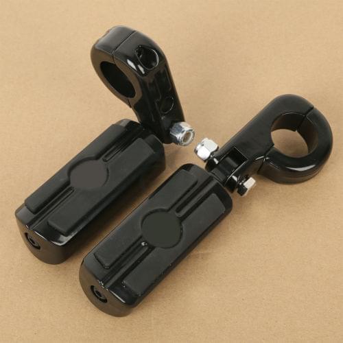 Black 32mm 1 1/4" Mount Footrest Peg With Clamps For Kawasaki Suzuki Honda Harley