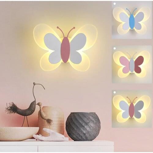 Simple Cartoon Butterfly Wall Lamp Childrens Room Dining Room Bed Room Entrance Hall Study Balcony Aisle Led Wall Light