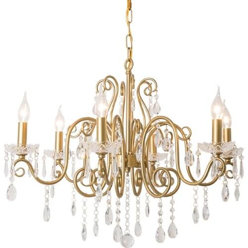 Luxury living room gold chandelier crystal lighting AC110V 220v LED dinning room hanging lamp
