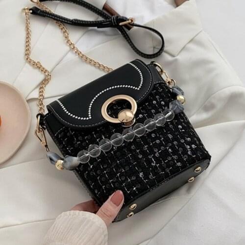 Luxury Sequins Crossbody Bucket Bags For Women 2021 Summer Shoulder Bags Lady Travel Purses and Handbags Female Tote Simple Bag