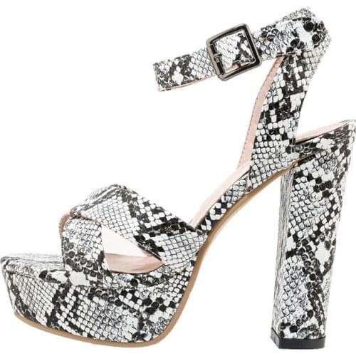 Sexy Snake Print Gladiator Sandals Women High Heels Platform Womens Sandals Summer Shoes Woman Large Size Party Shoes For Women