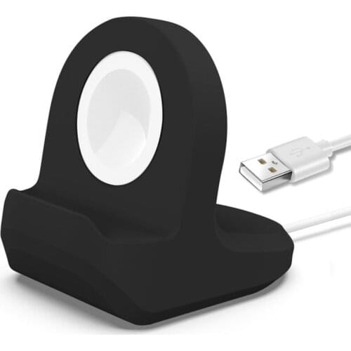 Silicone Charge Stand Holder Station dock For iWatch Vertical Base Station Charger Cable for Apple Watch Series 1/2/34/5/SE/6