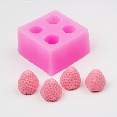 Silicon Candle Moulds 4pcs/lot Strawberry Silicone Mold Silica Gel Mould Decorating Mould