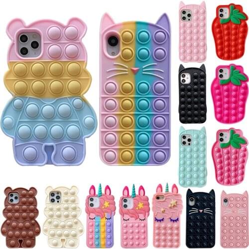Silicone Fashion Rainbow Phone Case For Iphone 6 6s 7 8 Plus SE2 X XR XS Max 11 12 Pro Max Cover Reliver Stress Po Bubble Cover