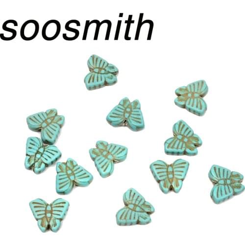 Soosmith 13x15mm Butterfly Loose Spacer Beads Natural Stone Beads For Jewelry Making Diy Charms Necklace Bracelet Accessories Wh