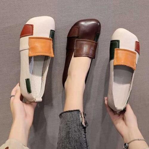 Tilocow Autumn Genuine Leather Shallow Womens Pumps For Slip On Casual Shoes Woman Retro Hoof Heels Female Round Toe Footwear