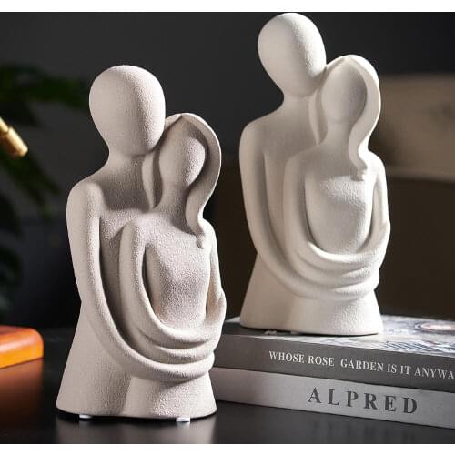 Home Decoration Accessories For Living Room Ceramic Couple Statues Office Desk Decor Resin Sculpture Modern Art Abstract Decor