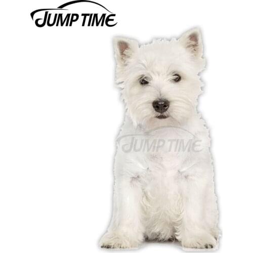 Jump Time White Westie Dog Vinyl Stickers West Highland Terrier Sticker JDM Decal Car Wrap Bumper Trunk Truck Graphics