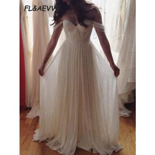 Vintage Off-the-Shoulder Wedding Dresses Chiffon A-Line Princess Sleeveless Floor-Length Wedding Dress
