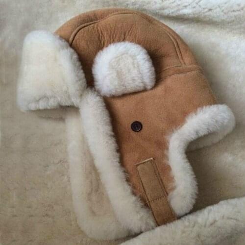 2018 winter womens mens fashion casual sheep fur Trapper hat with ears skiing cap