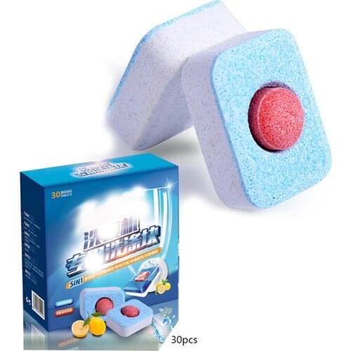 30PCS Dishwasher Detergent Concentrated Rinse Block Powerball Dish Tabs Cleaning Dishwashing Tablets