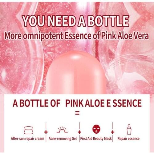 40g Pink Aloe Vera Gel Essence Moisturizing After-sun Repair Gel Remove Fades Vera Marks Acne Skin Acne Aloe Care P0S5