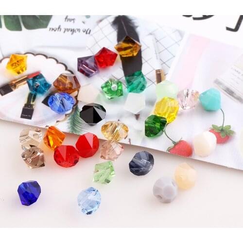 95pcs/lot Blue Czech Bicone Glass Beads 6mm Crystal Faceted Beads With Flat Bottom For Needlework Jewelry Accessories