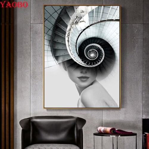 Abstract Figure Nordic Wall Art 5D DIY Diamond Painting Spiral Stair For Living Room Decor Embroidery Diamond Mosaic Girls Women