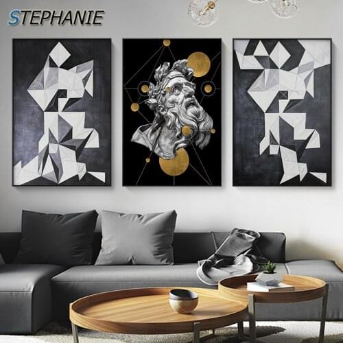 Abstract Retro Black Gold Canvas Print Poster Nordic Geometry Painting Canvas Art Interior Wall Pictures Modern Home Decoration