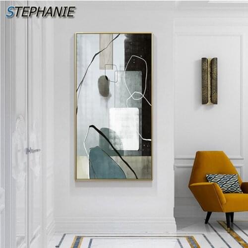 Abstract Watercolor Wall Art Nordic Canvas Art Modern Black Grey Poster Yellow Print for Living Room Modern Cuadros Wall Picture