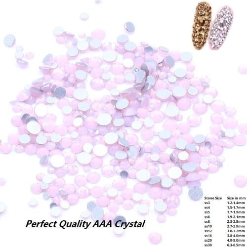 Non Hotfix Crystal Rhinestones Pink Opal Many Size Nails Art Glue On Glass Stones Wedding Dresses DIY Nail Art Decoration