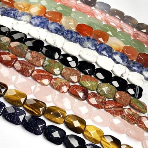 12 Pcs /strand Natural Stone Bead Square Shape Faceted Hole Beads For Women Jewelry Making DIY Necklace Bracelet 12x16.5x6mm