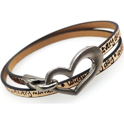 D&D Vintage Leather Bracelet / Collar Necklace Heart Womens Charm Bracelet Pink Blue Leather Wrap Bracelet