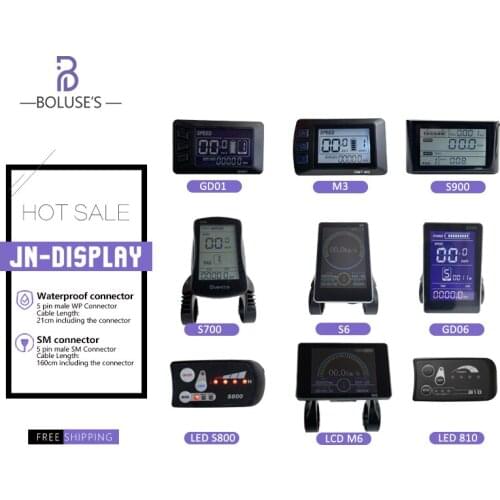 E-Bike Parts JN LCD LED 36V 48V Electric Bike Intelligent SM Waterproof Connector Display For JN Controller E-Bike Kit