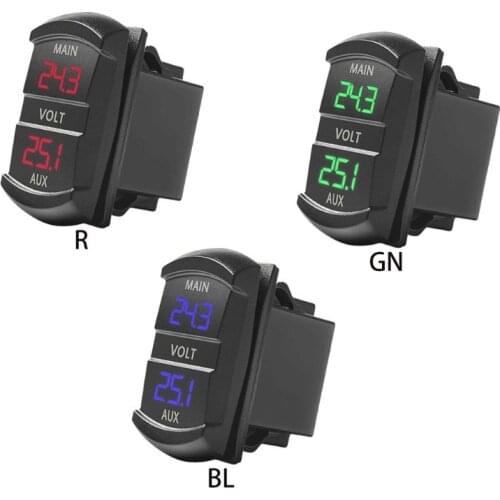 Dual Voltmeter Voltage Battery Monitor LED Display Indicator 12V-24V Car Boat