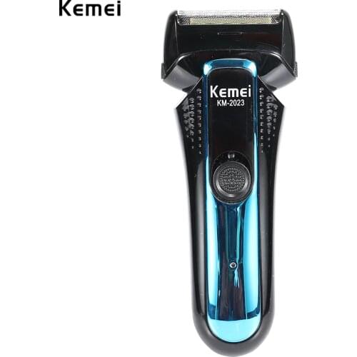 Kemei-2023 Men Electric Bread Razor 2 Blades Cordless Bread Shaver Male Rechargeable Beard Trimmer Portable Sideburns Cutter