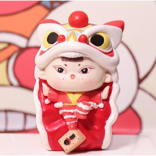 Chinese Style Blind Box Traditional Folk Skills Dance Lion Blind Box Model Lion Dance Gift