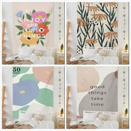 Tapestry Scandinavian Geometric Flower Cactus Aesthetics Living Room Bedroom Decor Greenery Tapestry Picnic Beach Backdrop