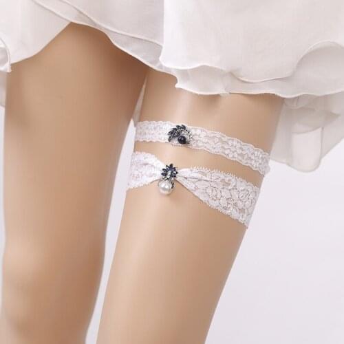 Gtglad Women Garters White Female Wedding Garters for bride Lady Lace Bridal Leg Garters Thigh Rings 1pcs/set