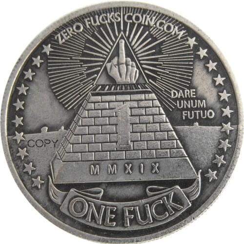 HB(130)US ONE/ZERO FUCKS Dollar Silver Plated Copy Coin(37MM)
