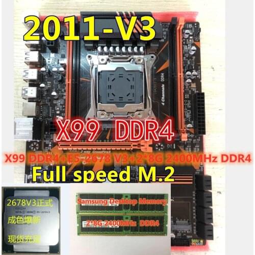 JSFFFL x99 ddr4 placa-mãe combo com xeon e5 2678 v3 LGA2011-3 cpu 2 pces x 8 gb = 16 gb 2400 mhz ddr4 memória