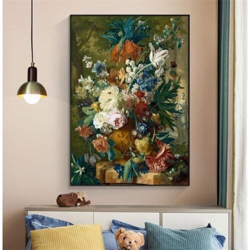 Classical Flowers Canvas Paintings On the Wall Art Posters And Prints Still Life Flowers In Vase Canvas Art Pictures Home Decor