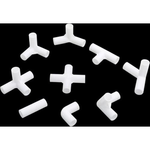 4 Pcs 12mm Inside Diameter PVC Connector 60 90 120 135 Degree Tee Connector Garden Straight Elbow Cross Tee Type Connectors